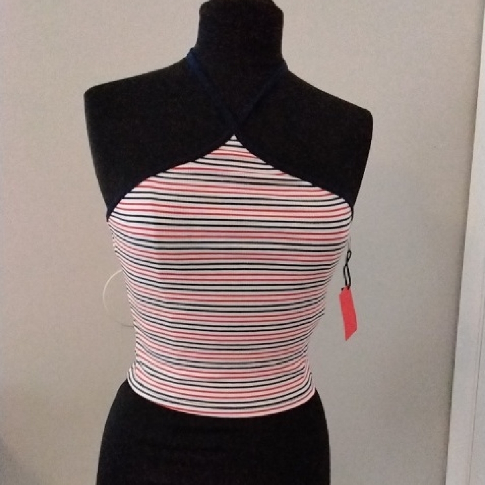 Striped Halter Neck Top
